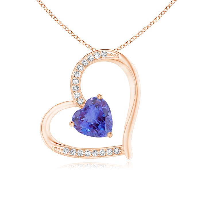 Angara Natural Tanzanite Solitaire Pendant For Women | Round Tanzanite Solitaire Pendant Necklace In 14K Solid Gold/Silver/Platinum | December