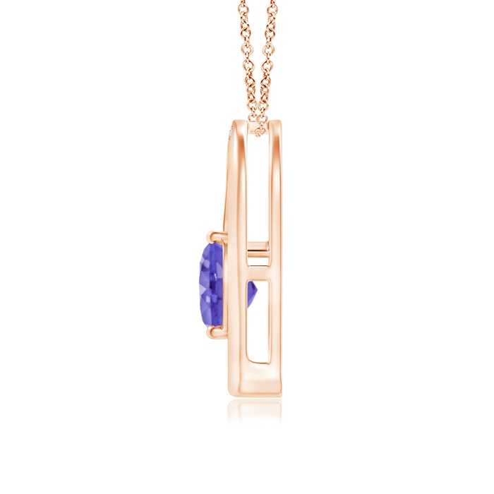 6mm AA Tanzanite and Diamond Tilted Heart Pendant in Rose Gold product image