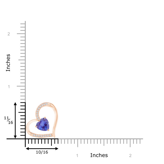 6mm AA Tanzanite and Diamond Tilted Heart Pendant in Rose Gold product image