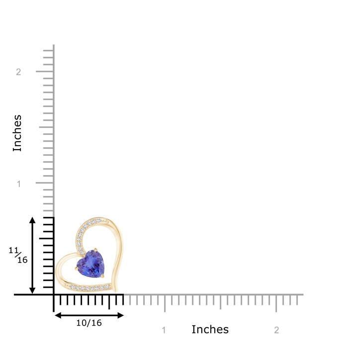6mm AA Tanzanite and Diamond Tilted Heart Pendant in Yellow Gold product image