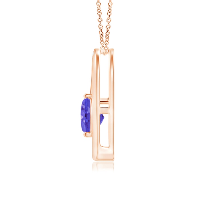 6mm AAA Tanzanite and Diamond Tilted Heart Pendant in Rose Gold product image
