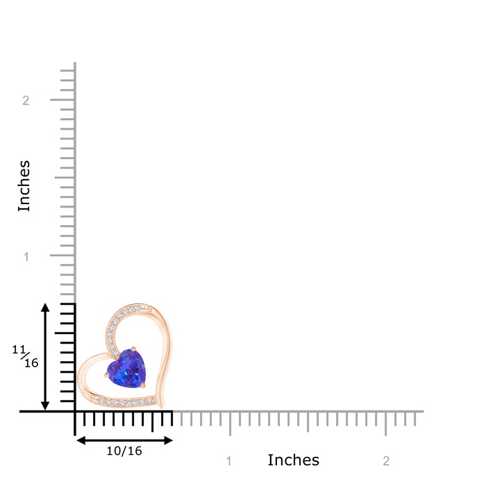 6mm AAA Tanzanite and Diamond Tilted Heart Pendant in Rose Gold product image