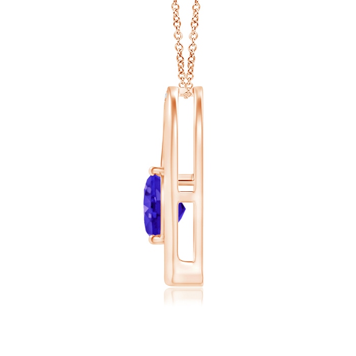 6mm AAAA Tanzanite and Diamond Tilted Heart Pendant in Rose Gold Product Image