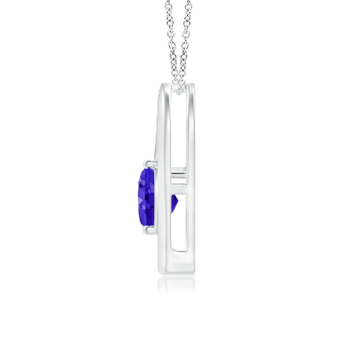 6mm AAAA Tanzanite and Diamond Tilted Heart Pendant in White Gold product image