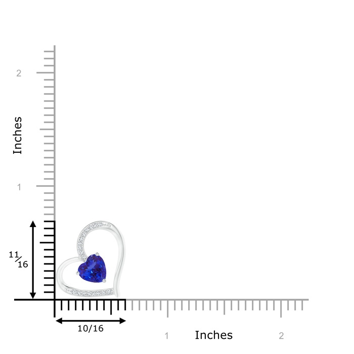 6mm AAAA Tanzanite and Diamond Tilted Heart Pendant in White Gold product image