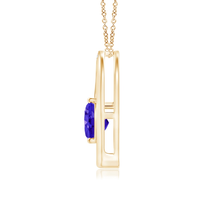 6mm AAAA Tanzanite and Diamond Tilted Heart Pendant in Yellow Gold product image