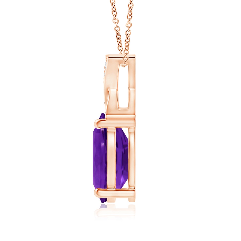 11.17x9.14x5.99mm AAA GIA Certified Amethyst XO Pendant with Diamonds in 18K Rose Gold side 199