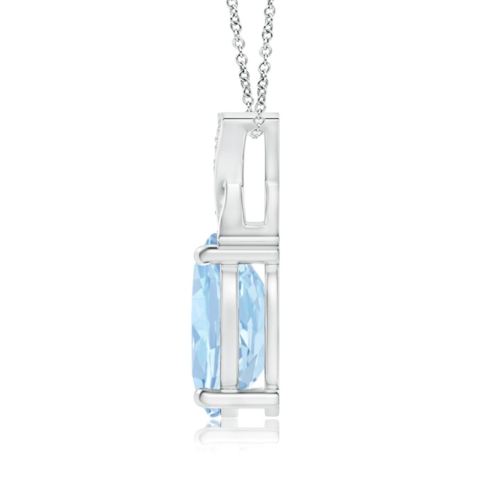 8x6mm AA Oval Aquamarine XO Pendant with Diamonds in S999 Silver product image