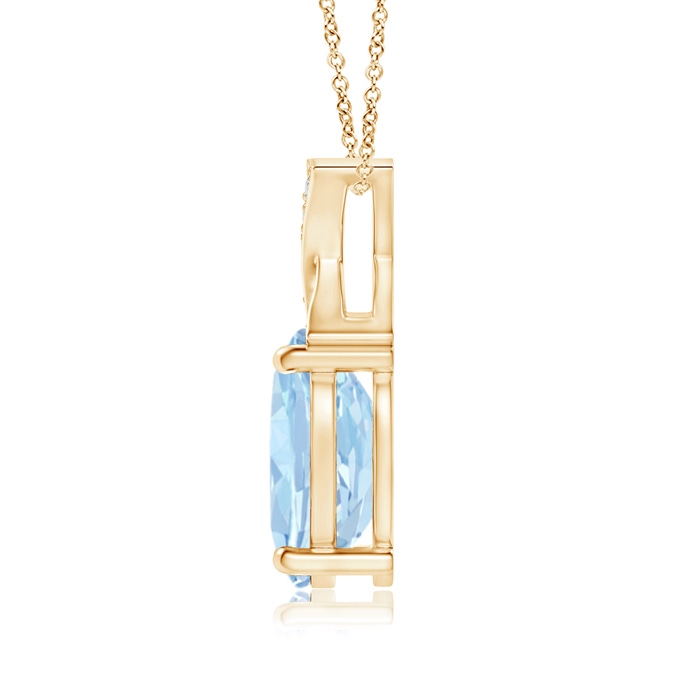 8x6mm AA Oval Aquamarine XO Pendant with Diamonds in Yellow Gold product image