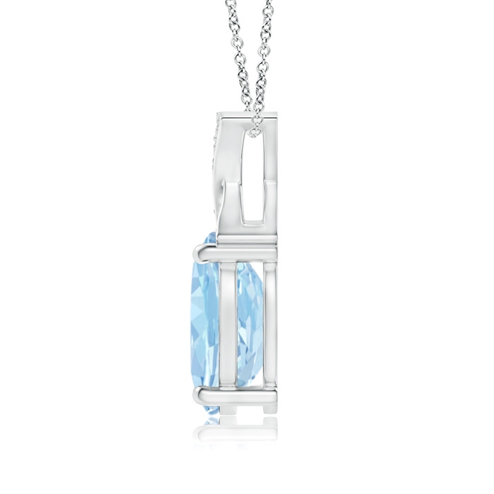 8x6mm AAA Oval Aquamarine XO Pendant with Diamonds in White Gold product image