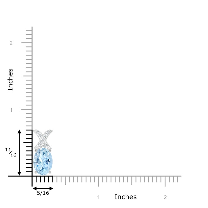 8x6mm AAA Oval Aquamarine XO Pendant with Diamonds in White Gold product image
