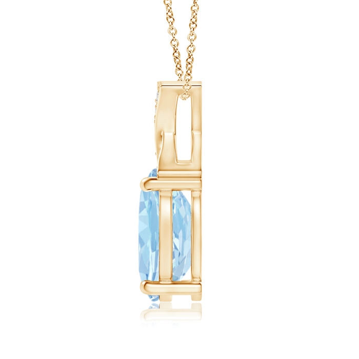 8x6mm AAA Oval Aquamarine XO Pendant with Diamonds in Yellow Gold product image
