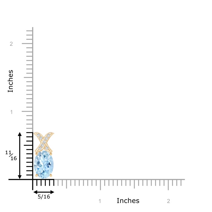 8x6mm AAA Oval Aquamarine XO Pendant with Diamonds in Yellow Gold product image