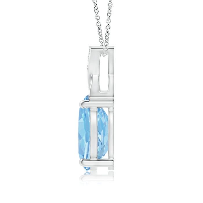 8x6mm AAAA Oval Aquamarine XO Pendant with Diamonds in S999 Silver product image