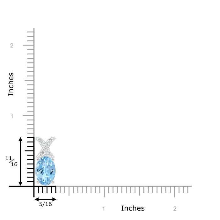 8x6mm AAAA Oval Aquamarine XO Pendant with Diamonds in S999 Silver product image