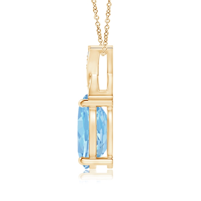 8x6mm AAAA Oval Aquamarine XO Pendant with Diamonds in Yellow Gold product image