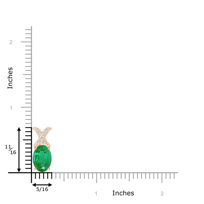 8x6mm AA Oval Emerald XO Pendant with Diamonds in Rose Gold product image