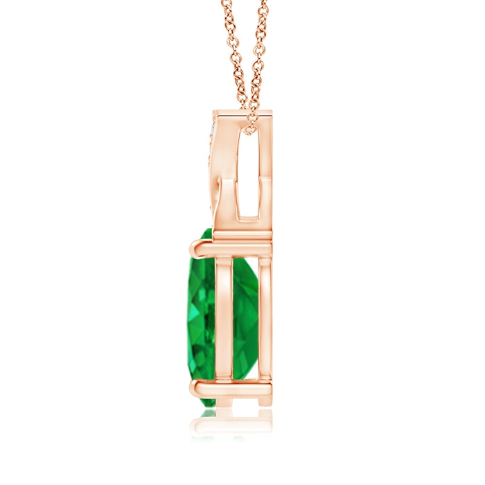 8x6mm AAA Oval Emerald XO Pendant with Diamonds in Rose Gold product image