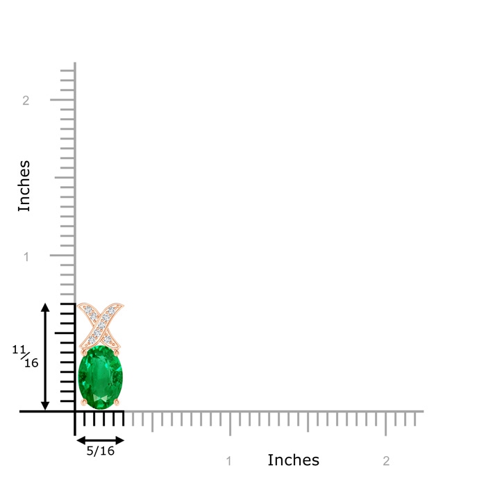 8x6mm AAA Oval Emerald XO Pendant with Diamonds in Rose Gold product image