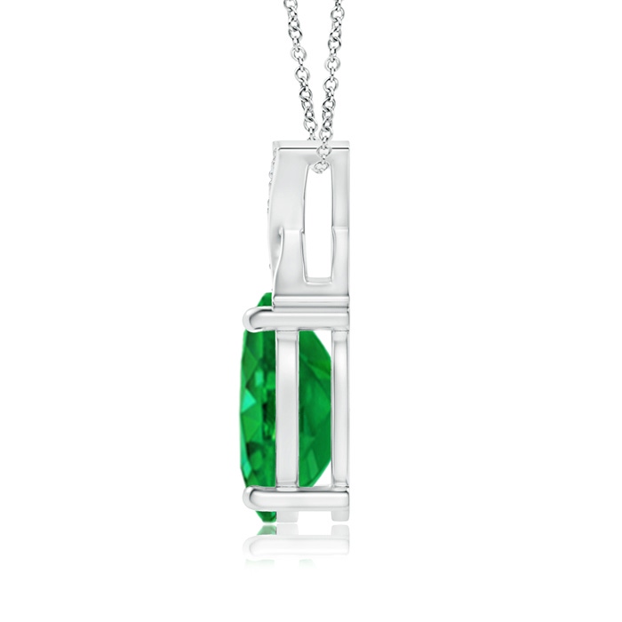 8x6mm AAA Oval Emerald XO Pendant with Diamonds in White Gold Product Image