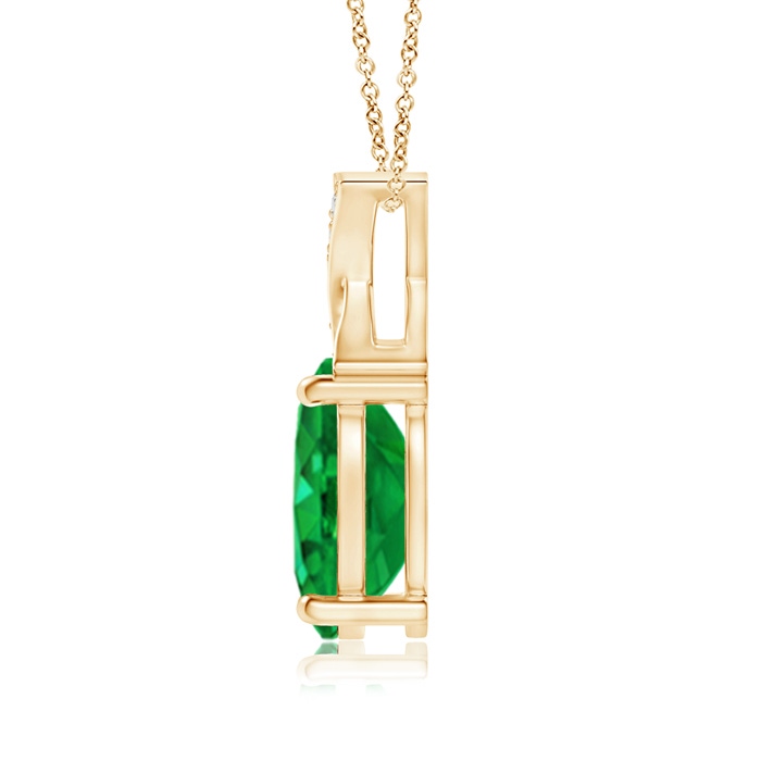8x6mm AAA Oval Emerald XO Pendant with Diamonds in Yellow Gold product image