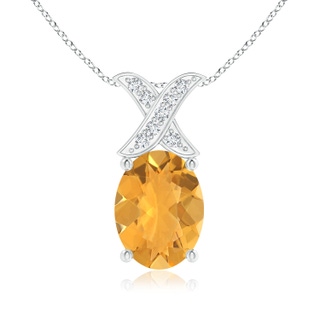 8x6mm A Oval Fire Opal XO Pendant with Diamonds in P950 Platinum
