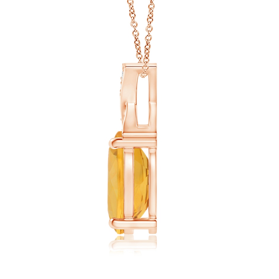 8x6mm A Oval Fire Opal XO Pendant with Diamonds in Rose Gold side 199