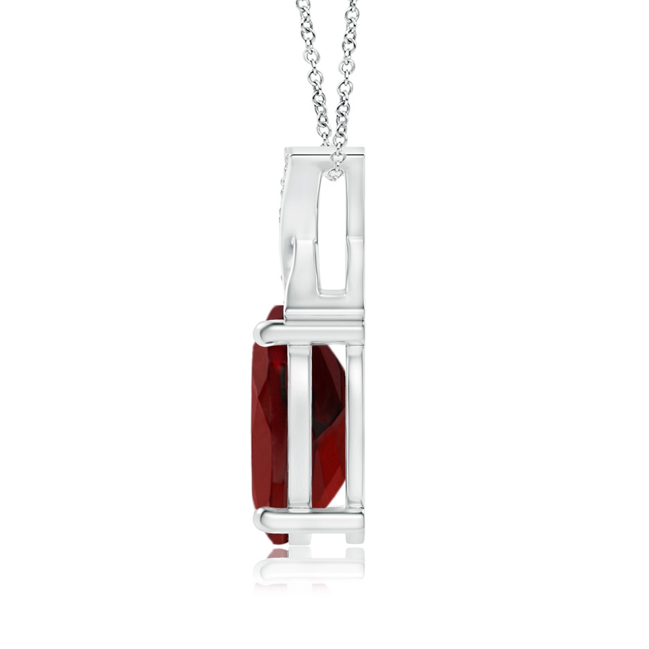 8x6mm AAAA Oval Garnet XO Pendant with Diamonds in S999 Silver side 1