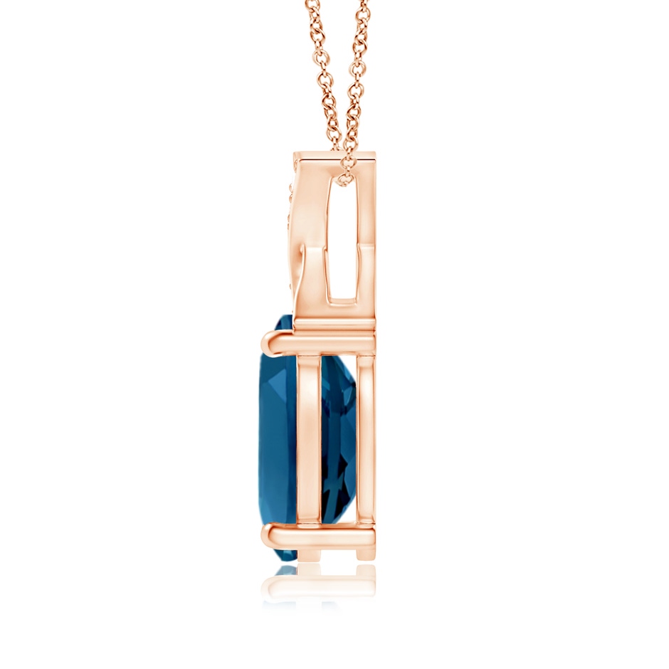 8x6mm AAAA Oval London Blue Topaz XO Pendant with Diamonds in Rose Gold product image