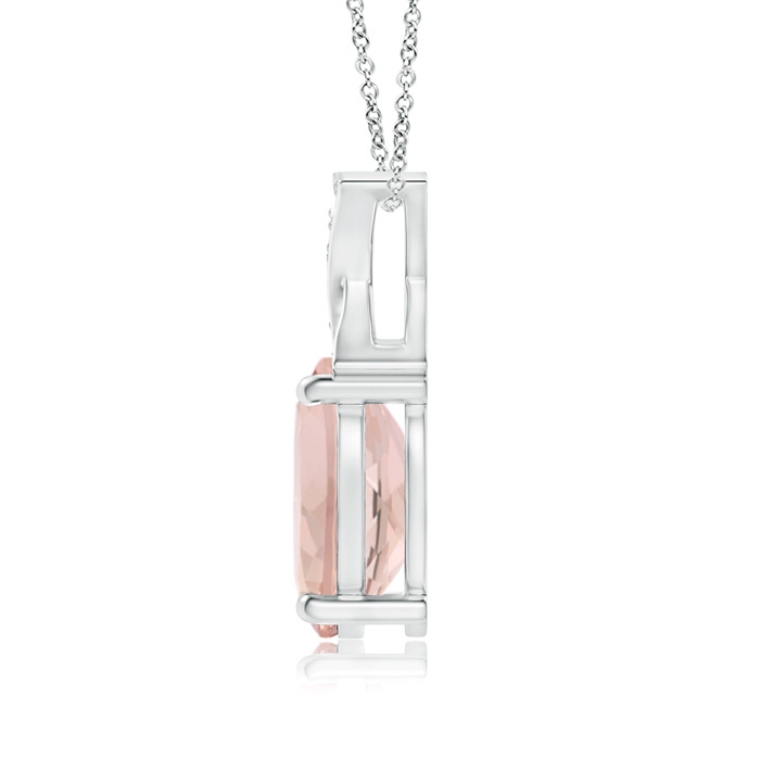 8x6mm AAA Oval Morganite XO Pendant with Diamonds in White Gold product image