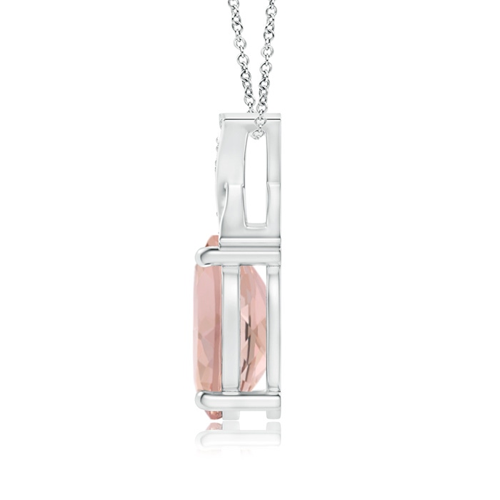 8x6mm AAAA Oval Morganite XO Pendant with Diamonds in White Gold product image