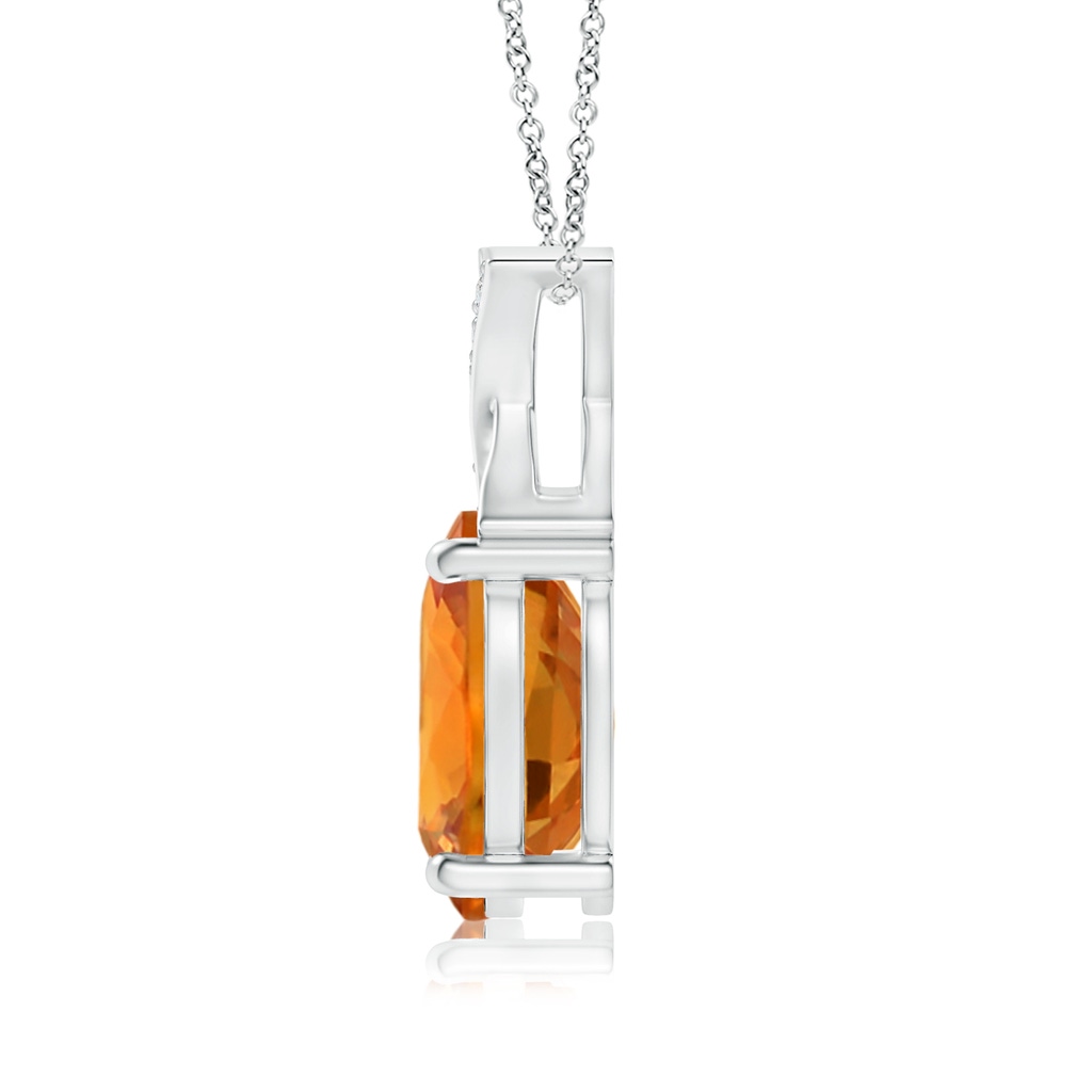 8x6mm AAA Oval Orange Sapphire XO Pendant with Diamonds in White Gold Side 1