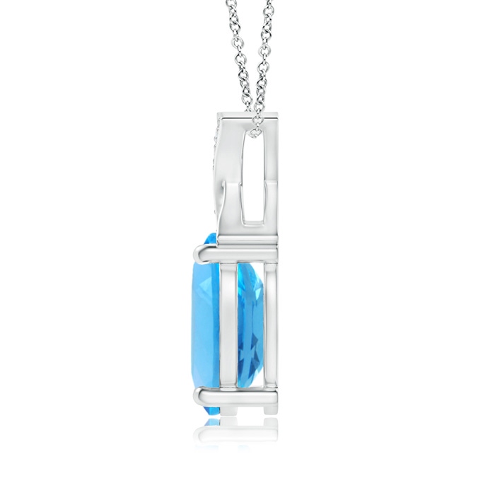 8x6mm AAAA Oval Swiss Blue Topaz XO Pendant with Diamonds in White Gold Product Image