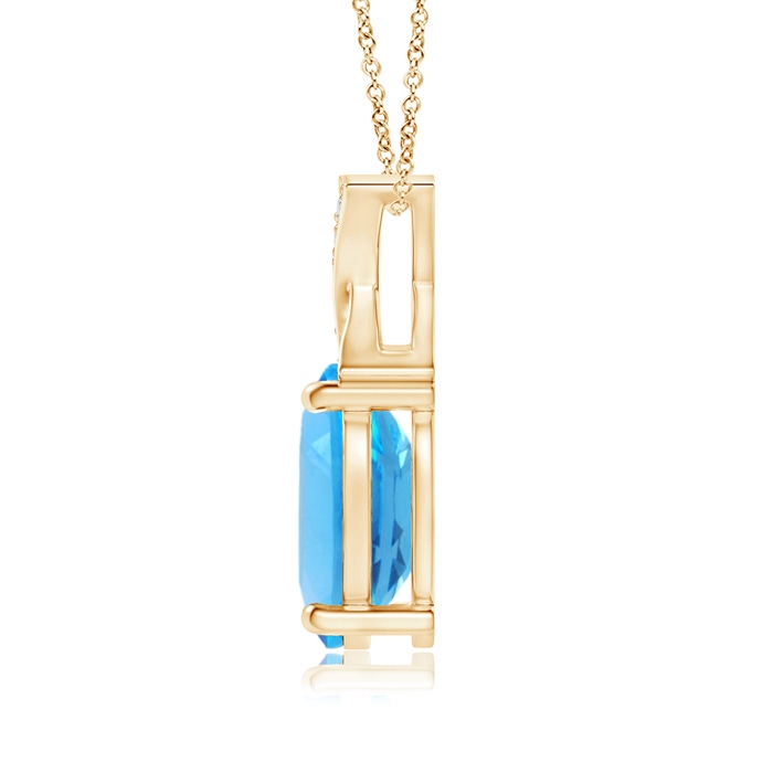 8x6mm AAAA Oval Swiss Blue Topaz XO Pendant with Diamonds in Yellow Gold Product Image