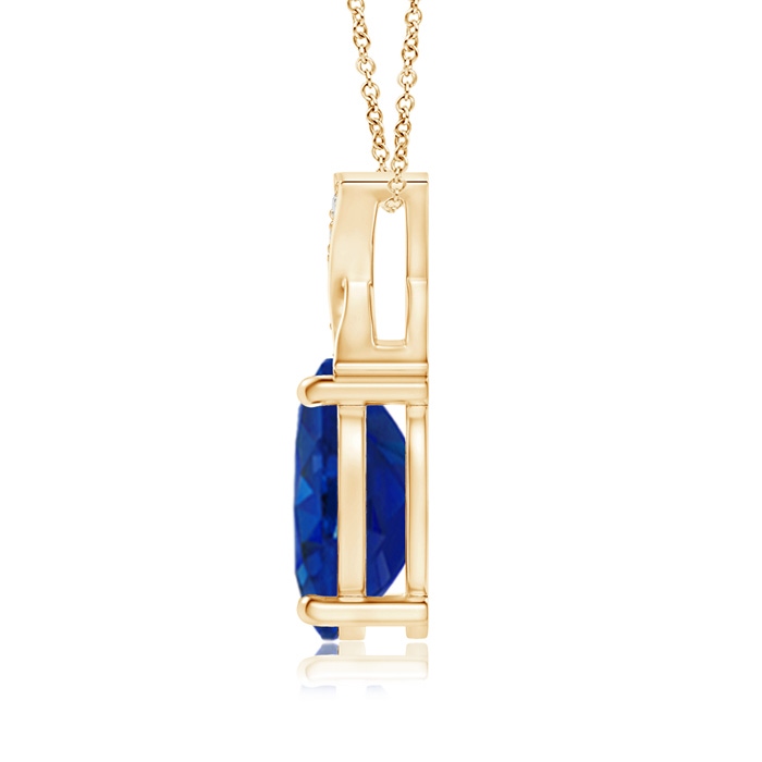 8x6mm AAA Oval Sapphire XO Pendant with Diamonds in Yellow Gold Product Image
