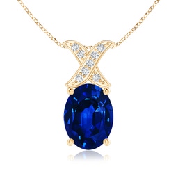 Fashion Yellow Gold Lab Grown Blue Sapphire Necklaces & Pendants