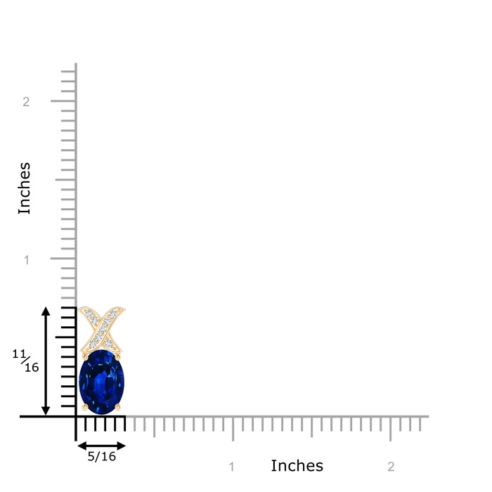 8x6mm Lab-Grown Oval Sapphire XO Pendant with Diamonds in Yellow Gold product image