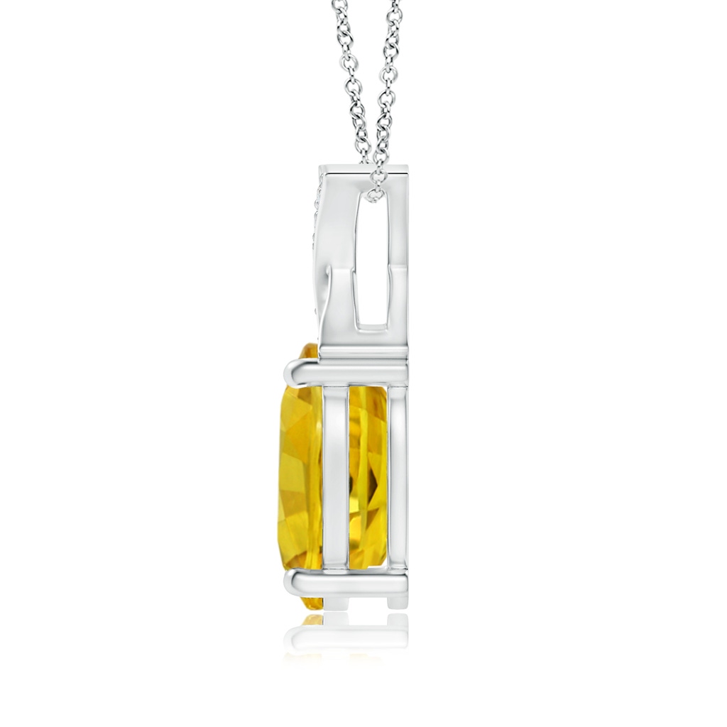 8x6mm AAAA Oval Yellow Sapphire XO Pendant with Diamonds in P950 Platinum Side 1