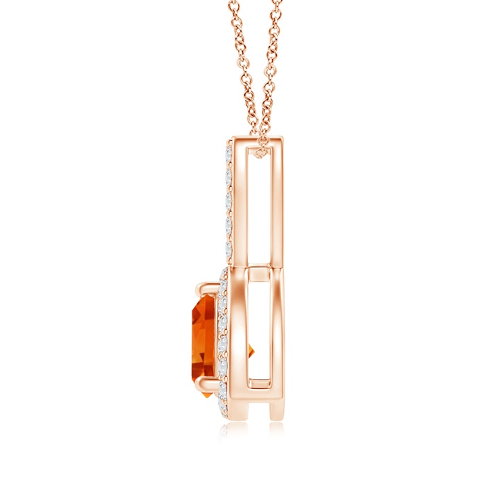 5mm AAAA Trillion Citrine Halo Pendant with Curved Bale in Rose Gold Product Image
