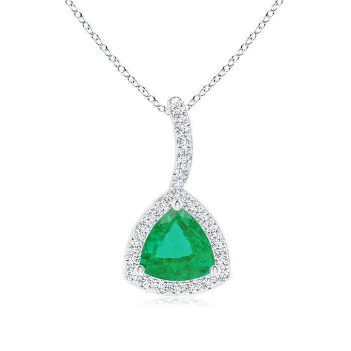5mm A Trillion Emerald Halo Pendant with Curved Bale in S999 Silver 
