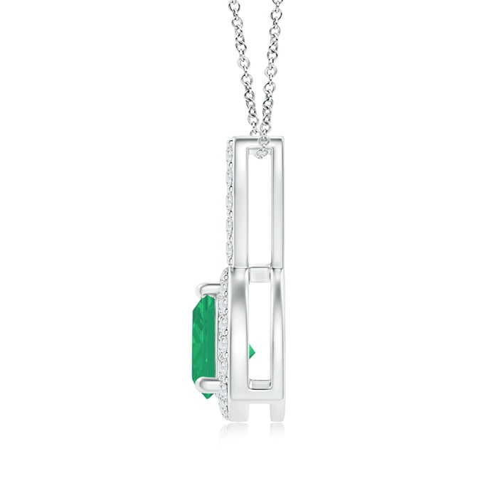 5mm A Trillion Emerald Halo Pendant with Curved Bale in S999 Silver product image