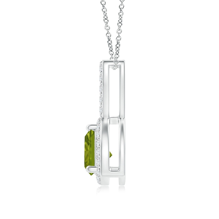 5mm AAA Trillion Peridot Halo Pendant with Curved Bale in White Gold Product Image