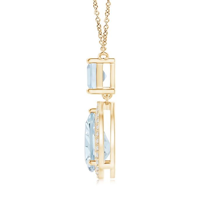 10x7mm A Square and Pear Aquamarine Pendant with Diamond Halo in Yellow Gold product image