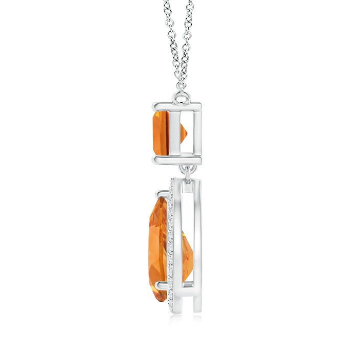 10x7mm AAA Square and Pear Citrine Pendant with Diamond Halo in White Gold Product Image