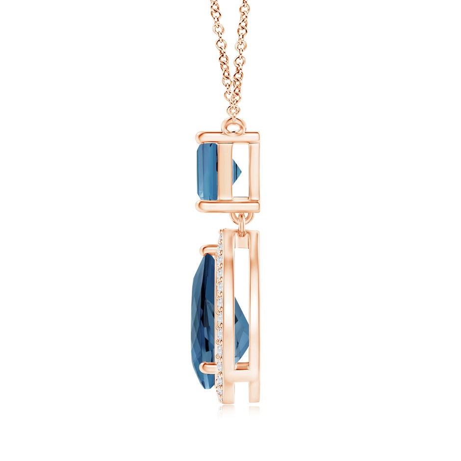 10x7mm A Square and Pear London Blue Topaz Pendant with Diamond Halo in Rose Gold product image
