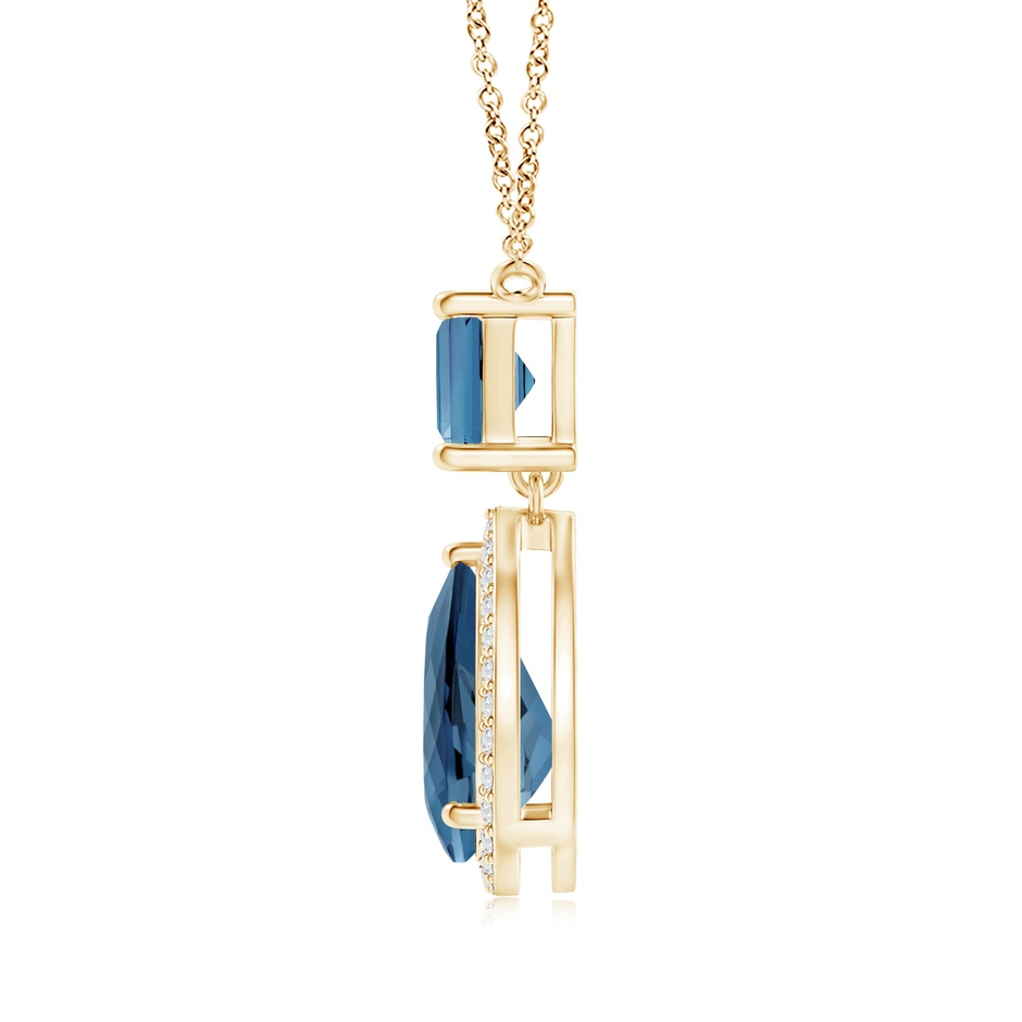 10x7mm A Square and Pear London Blue Topaz Pendant with Diamond Halo in Yellow Gold product image