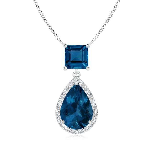 V-Bale Pear-Shaped London Blue Topaz Solitaire Pendant | Angara