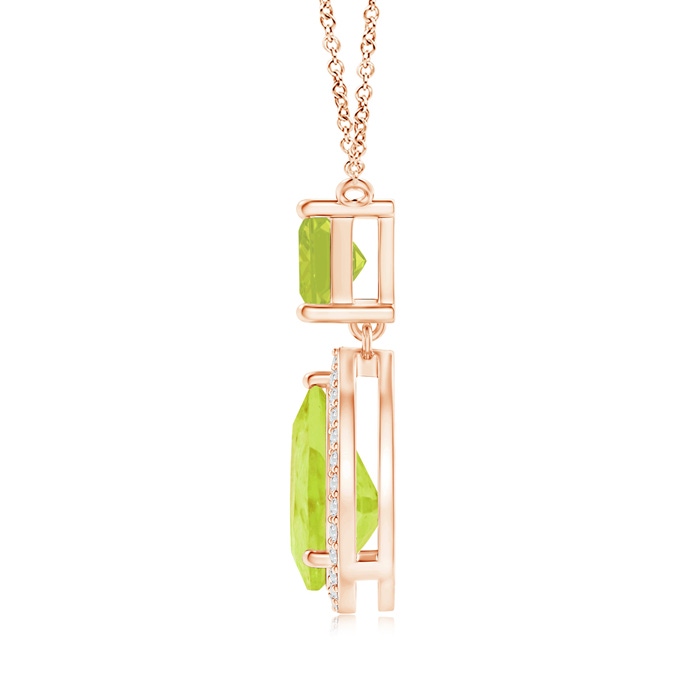 10x7mm A Square and Pear Peridot Pendant with Diamond Halo in Rose Gold product image