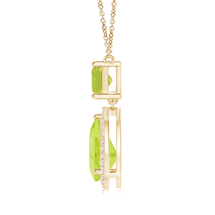 10x7mm A Square and Pear Peridot Pendant with Diamond Halo in Yellow Gold product image