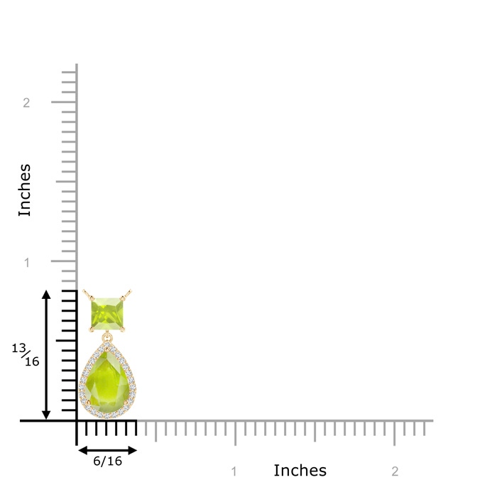 10x7mm A Square and Pear Peridot Pendant with Diamond Halo in Yellow Gold product image